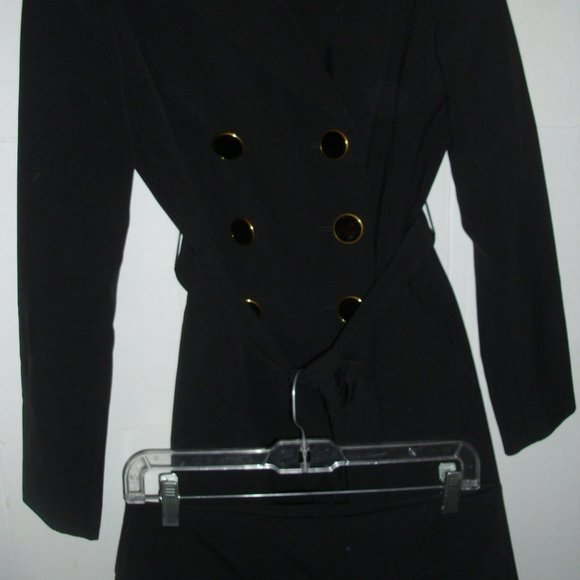 Larry Levine sophisticated overcoat matching pants sz 4 Black - Picture 5 of 12